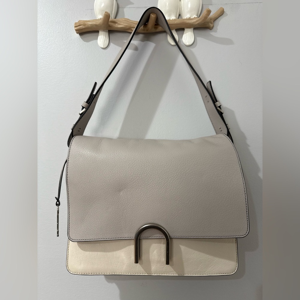 Fossil Shoulder Bag Small Pebble Leather Finley Handbag Mineral Gray White P